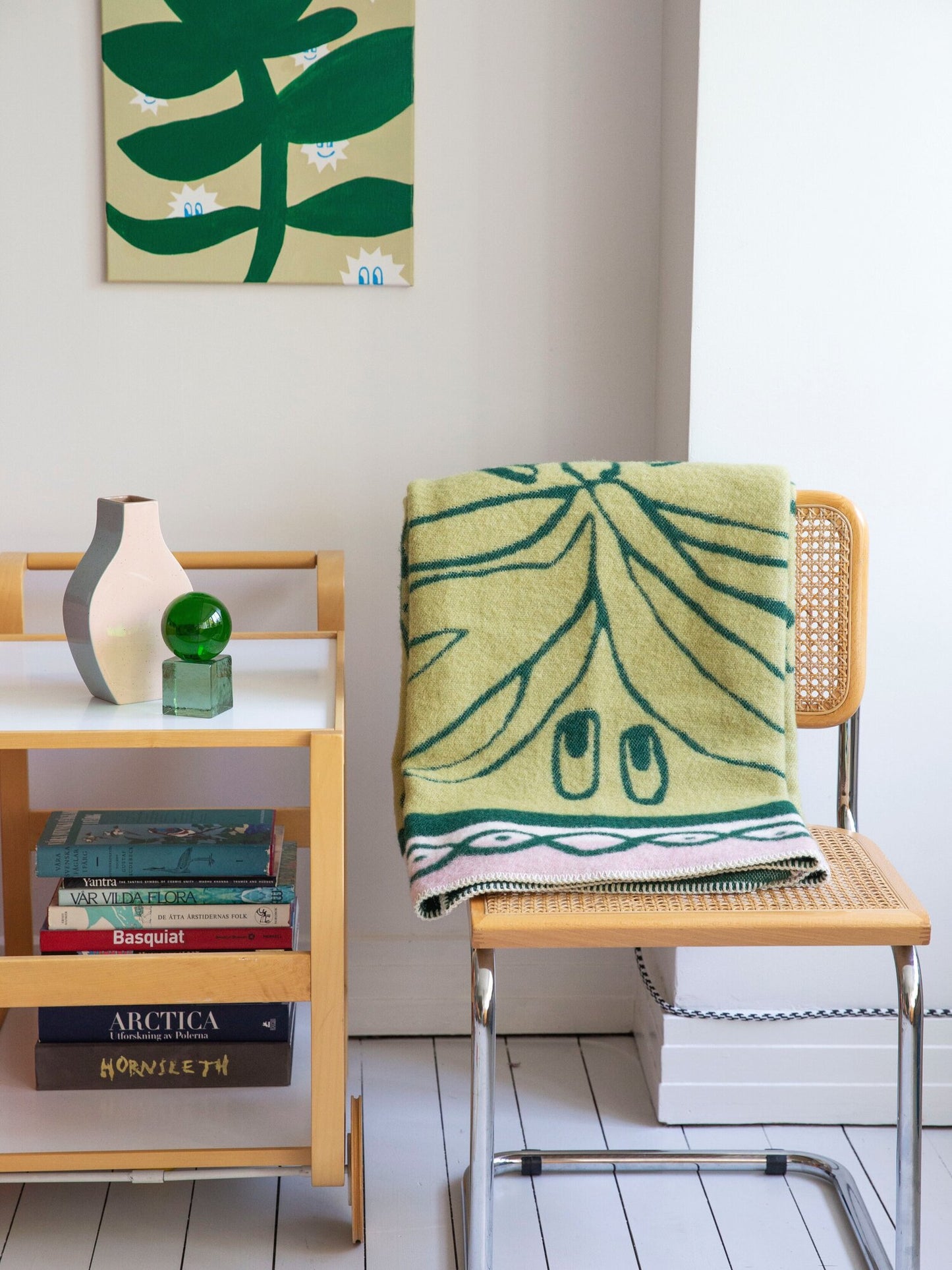 Palm and leopard wool blanket - or cosy throw