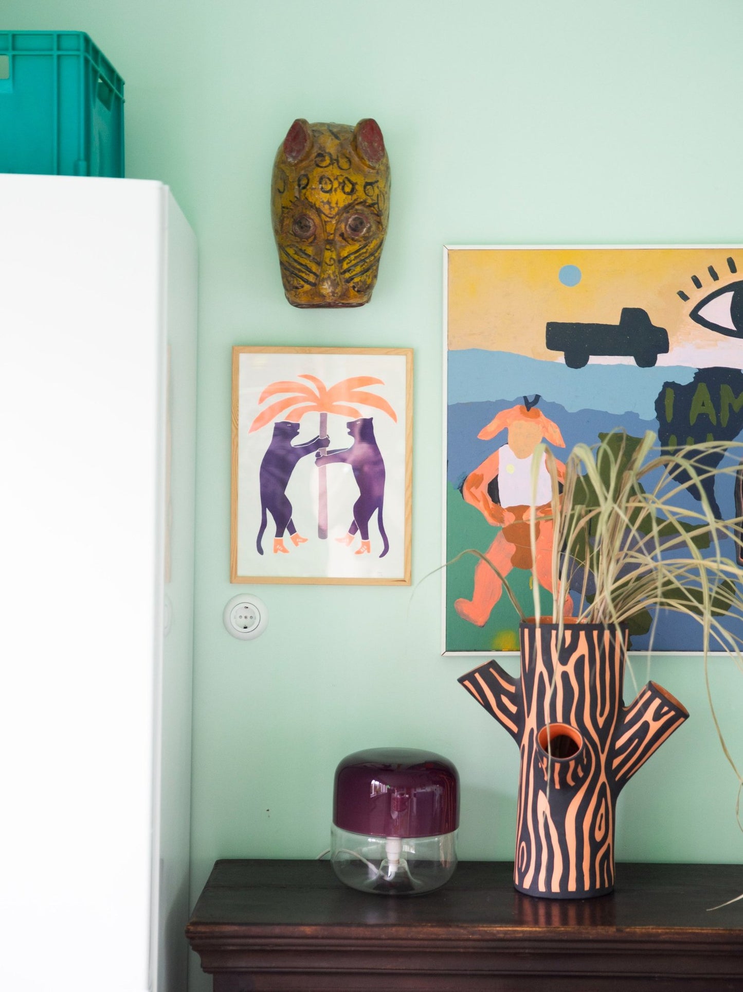 Cats in shoes / riso print wall art