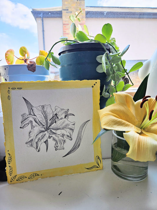 Her name is Lily - Original illustration in handpainted frame