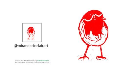 Little lino robin greeting card