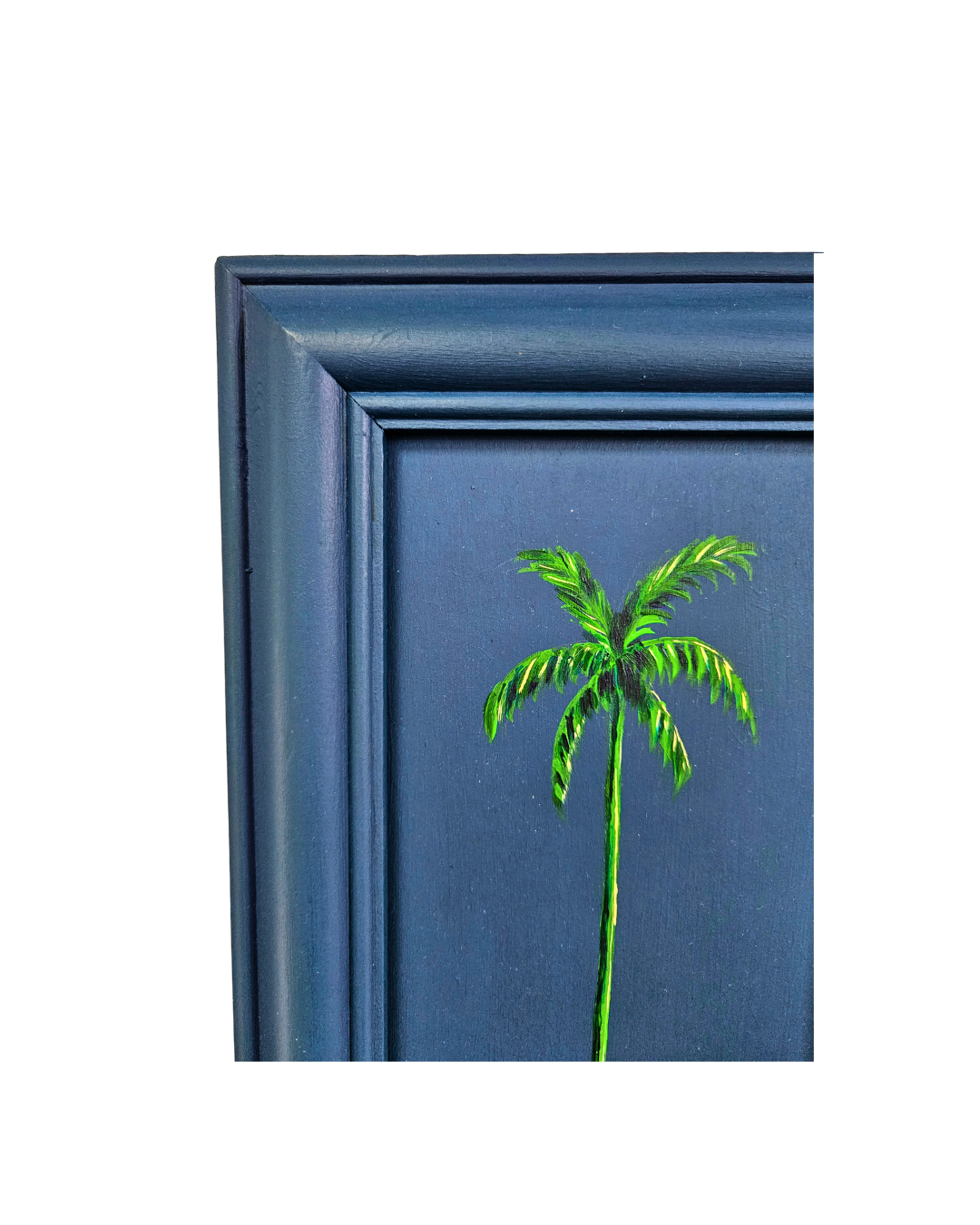 Dark palm - palm tree painting with colour drenched frame