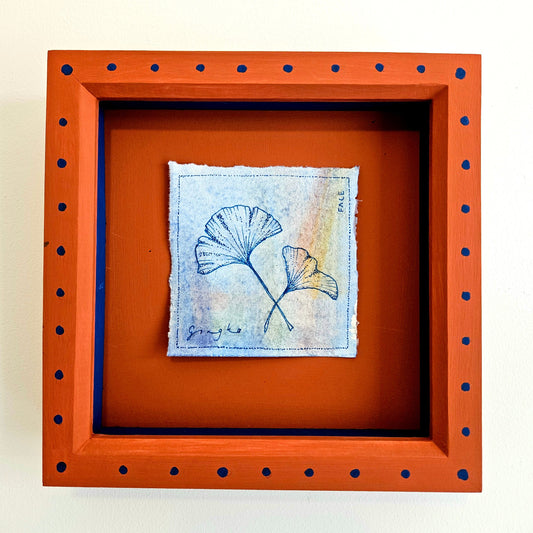 Framed illustration of gingko leaves