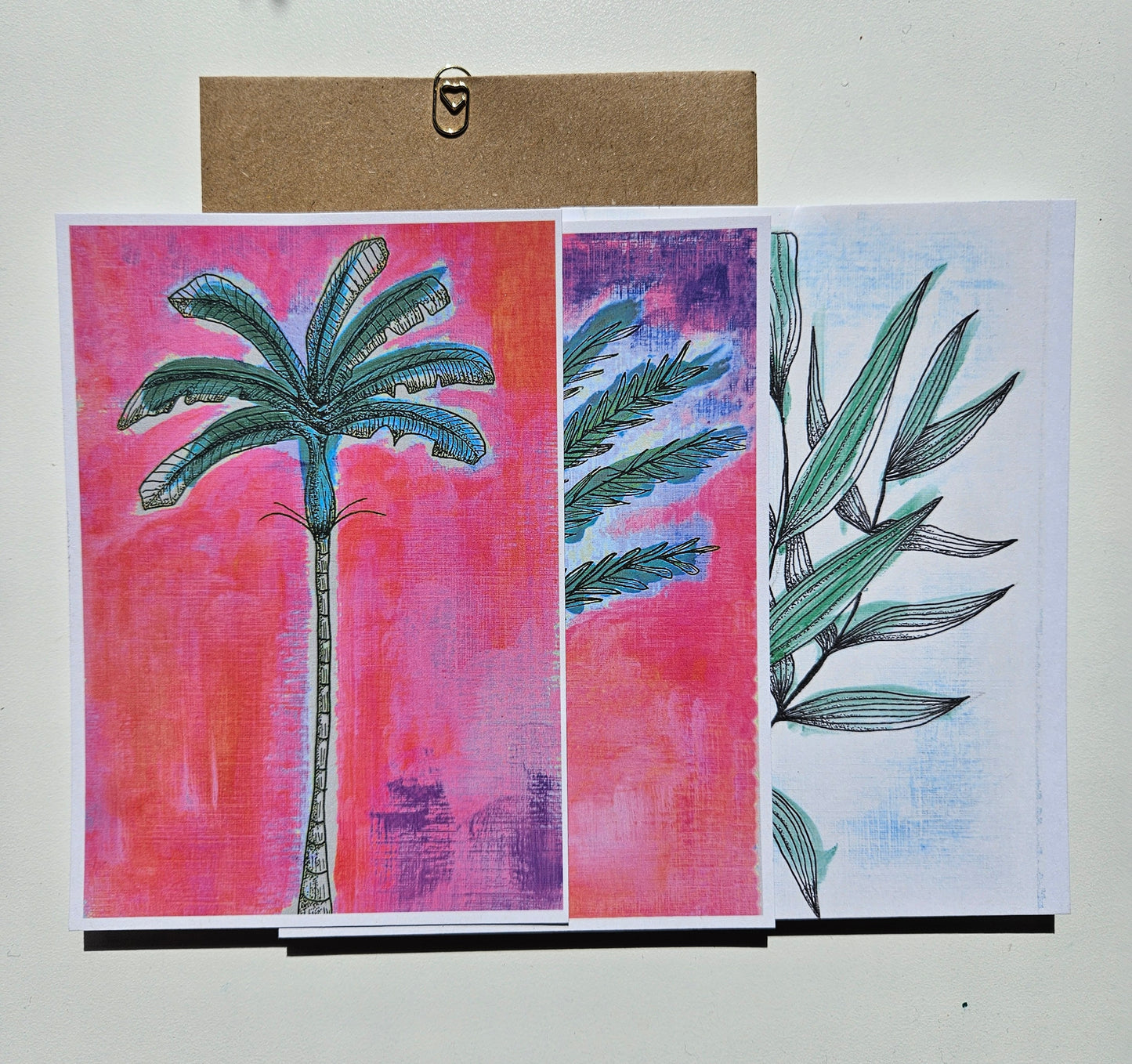 Tropical palm postcards - pack of 3, with envelopes