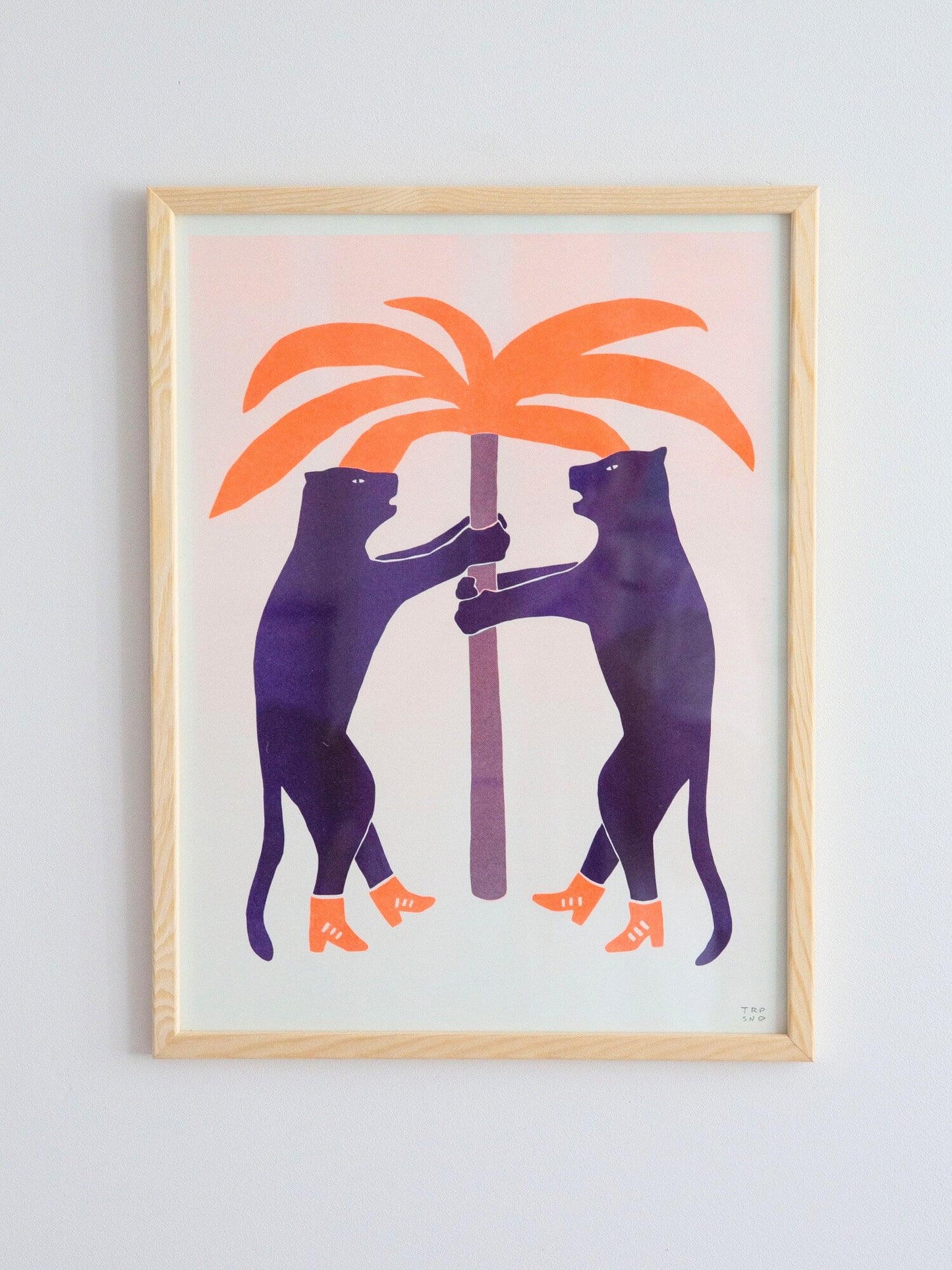 Cats in shoes / riso print wall art