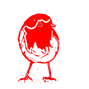 Red bird illustration on a white background