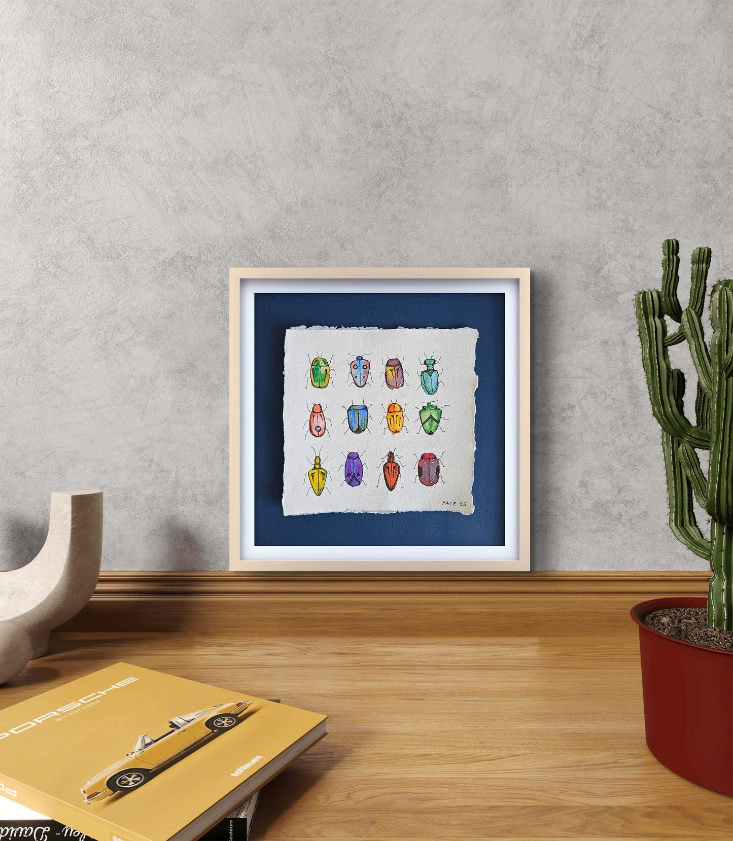 Bejewelled beetles illustration - original watercolour and pen & ink