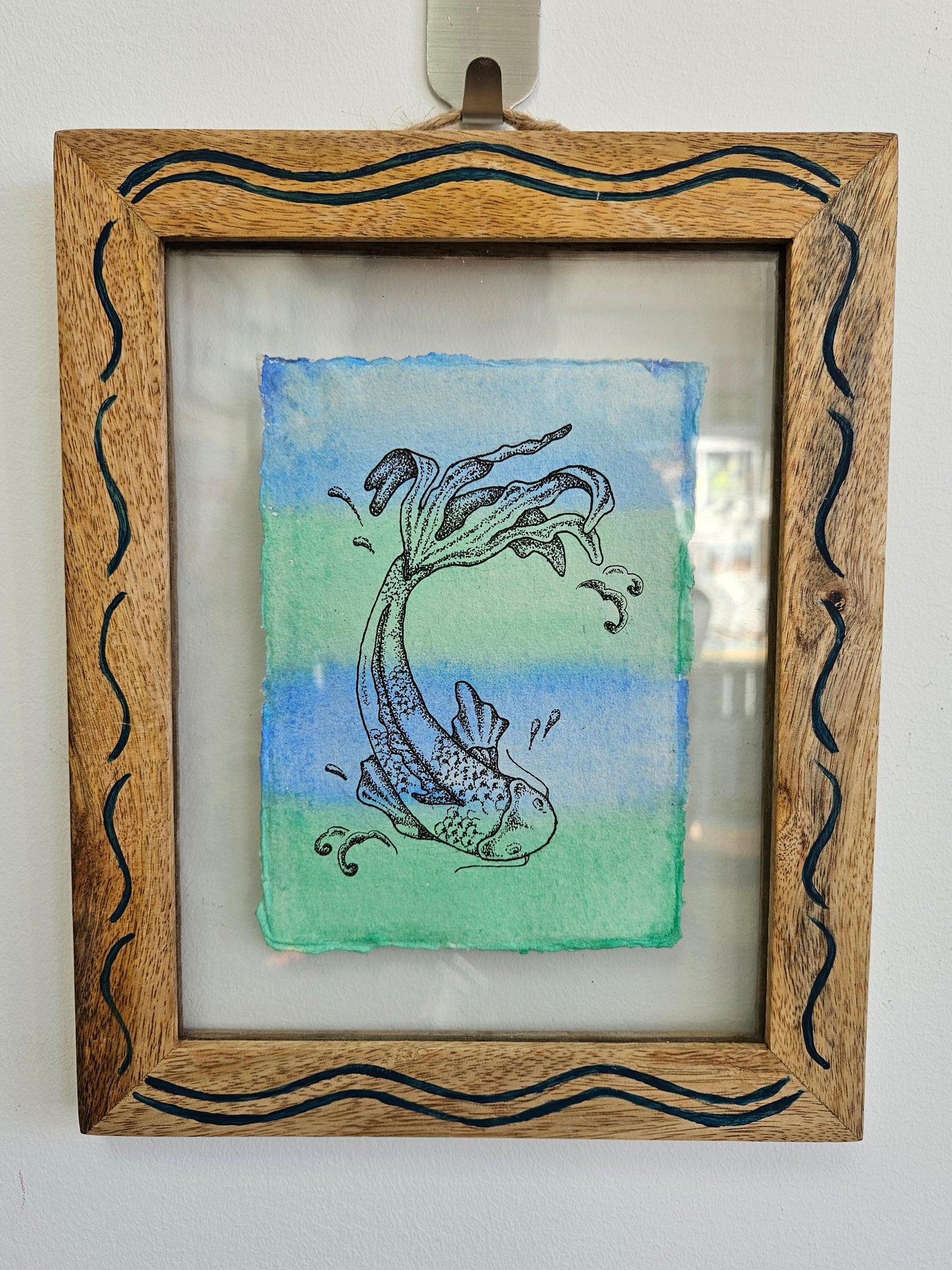 Swim upstream - koi illustration in frame
